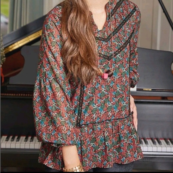 Matilda Jane Tops - Matilda Jane Carol “Choose Your Own Path” Floral Boho Peasant Top Size M